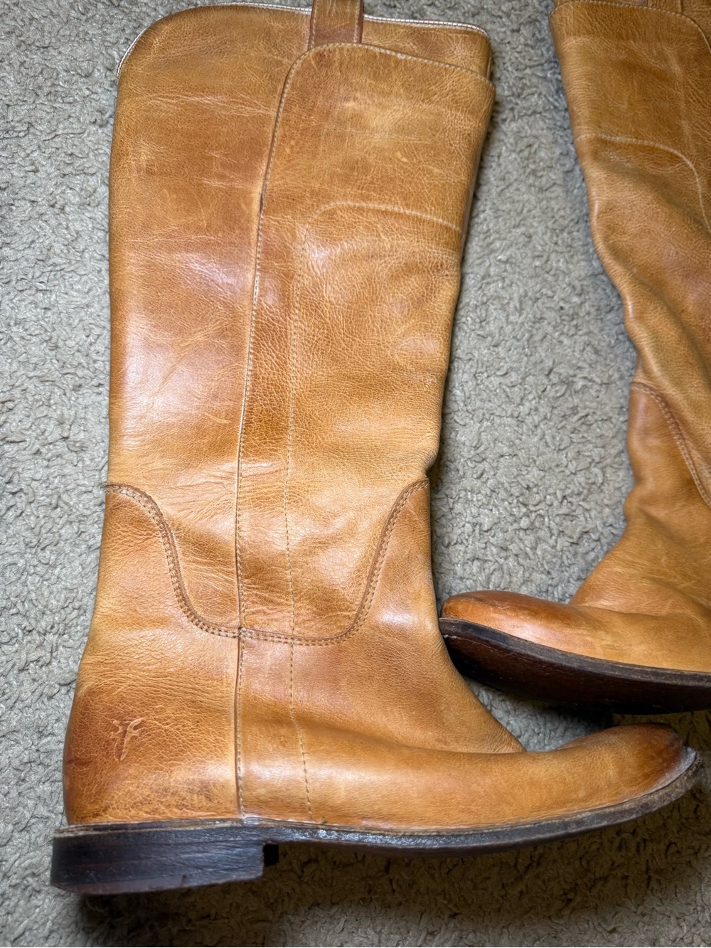 Frye Tall Leather Riding Boots in Cognac Brown - Picture 5 of 10